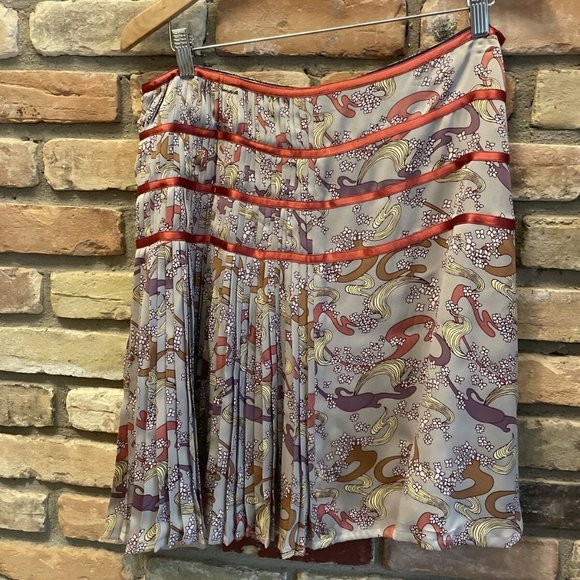 original penguin by munsingwear pleated gray floral silk skirt nwt Mrsp $250 10 - Picture 7 of 11